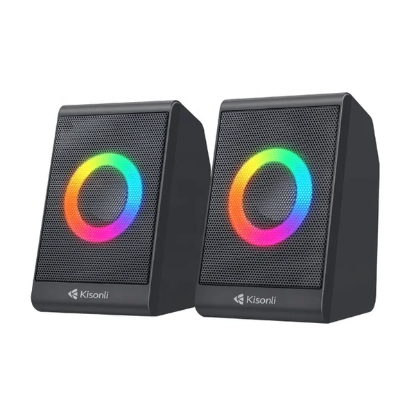 Kisonli Mini Computer USB 2.0 Speaker with RGB Lights