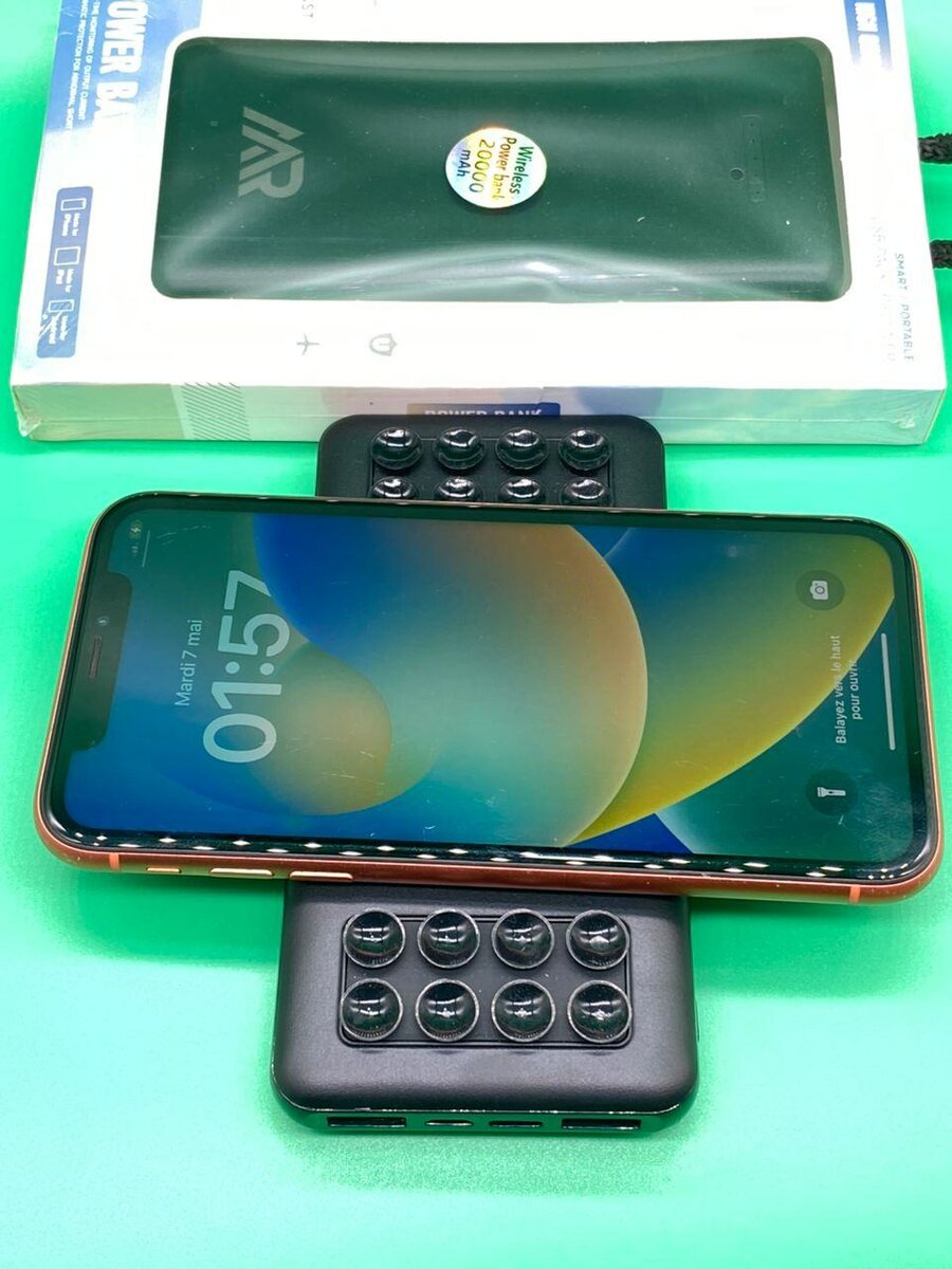 Powerbank à induction pour iPhone, Samsung et autres