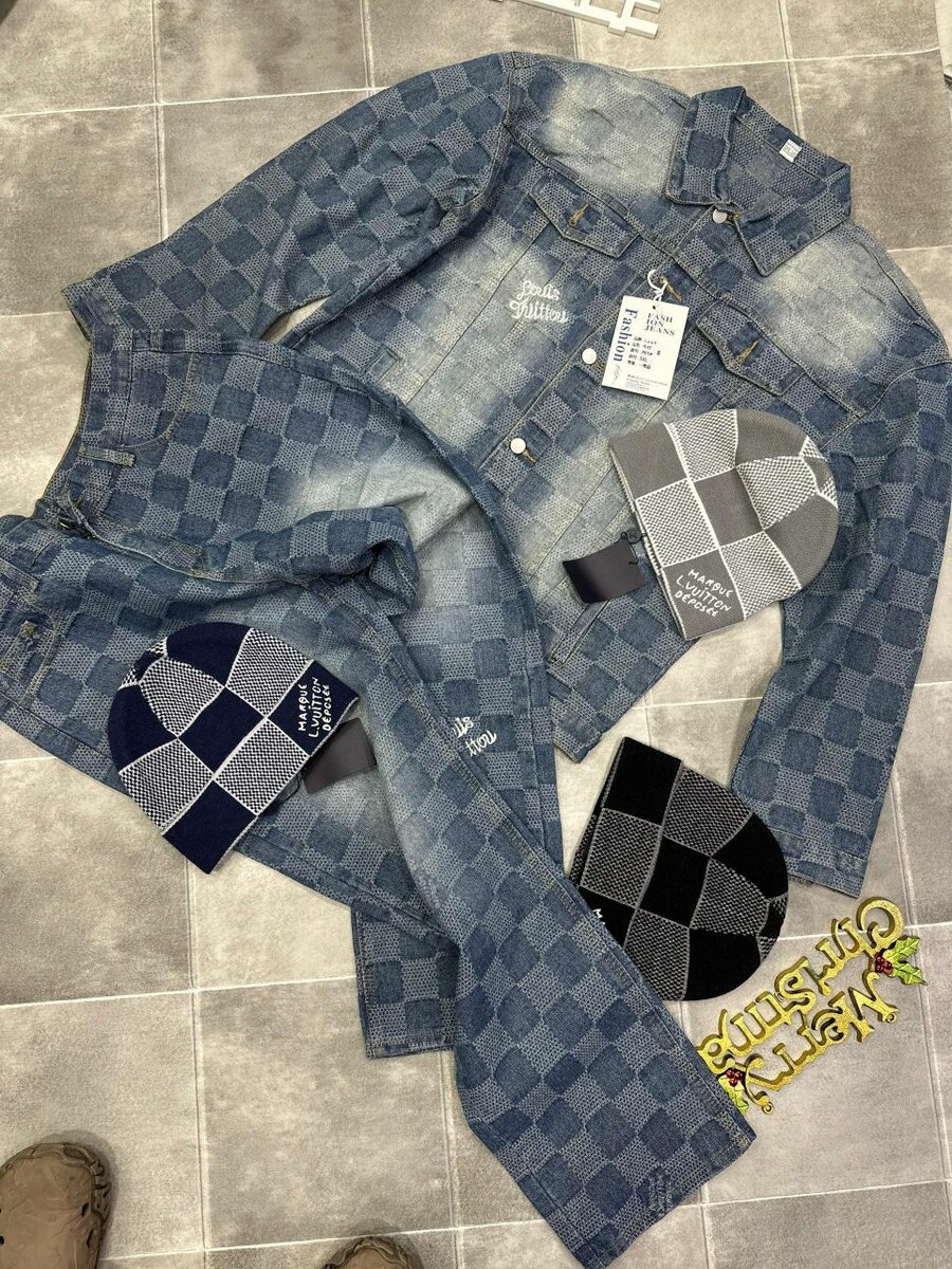 Veste en jean à carreaux élégante