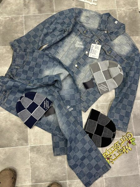 Veste en jean à carreaux élégante