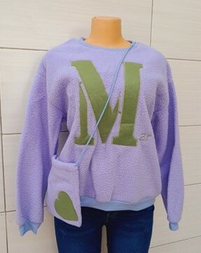 White sweatshirt + handbag  Sizes (L - 3XL)