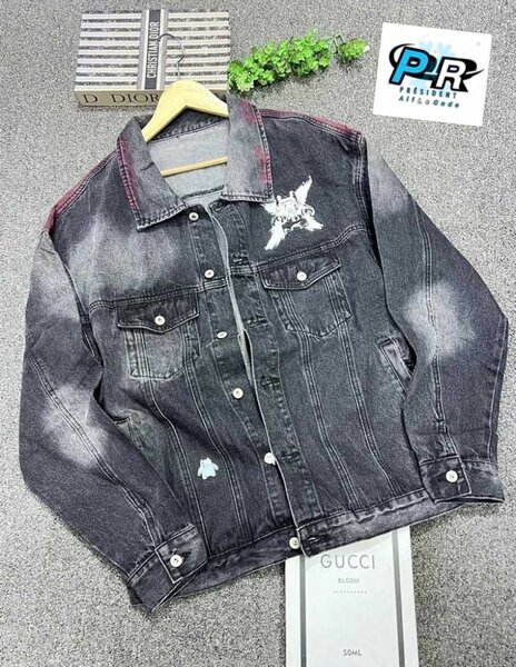 Veste en jean noir style décontracté