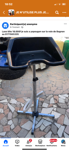 Bac de shampooing portable salon