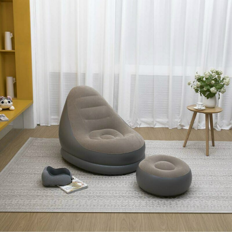 Fauteuil gonflable avec pouf