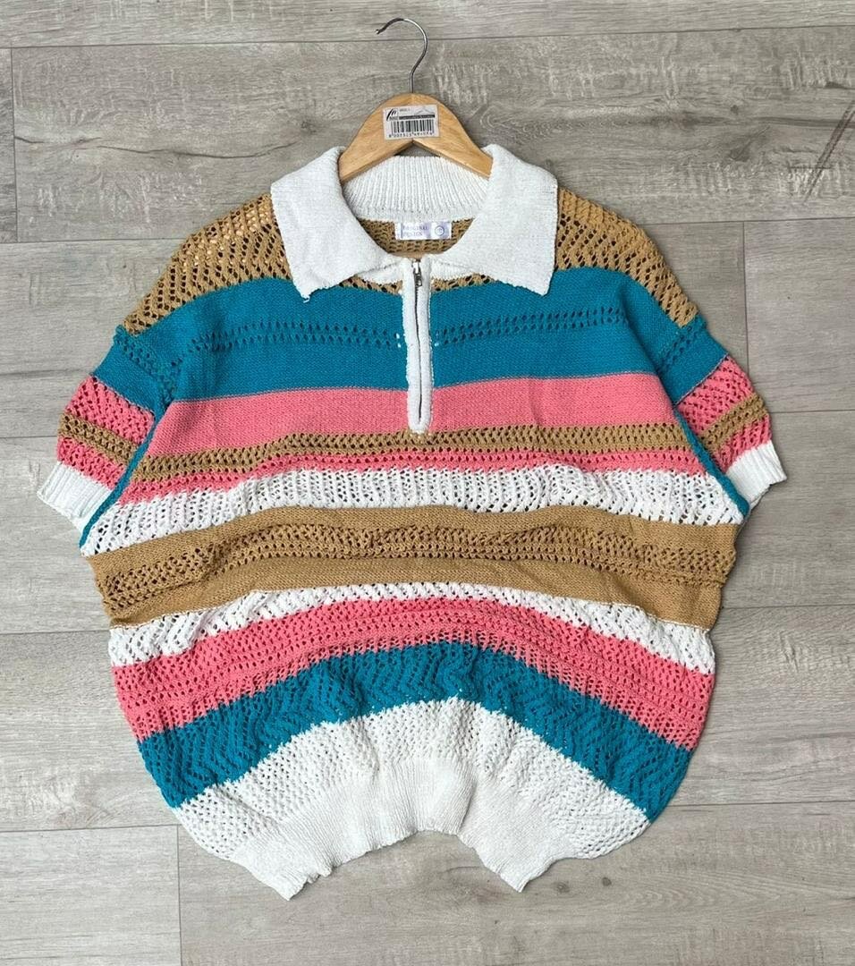 Polos rayés colorés en coton