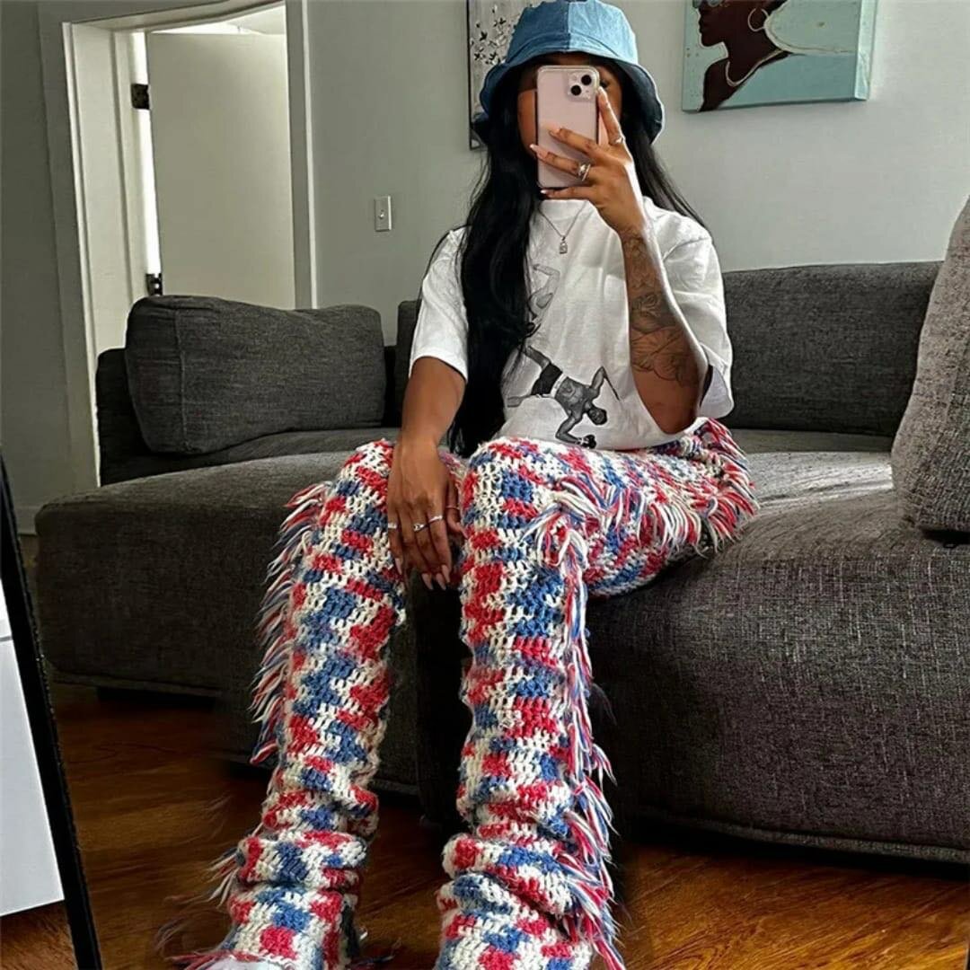 Pantalon crochet coloré mode