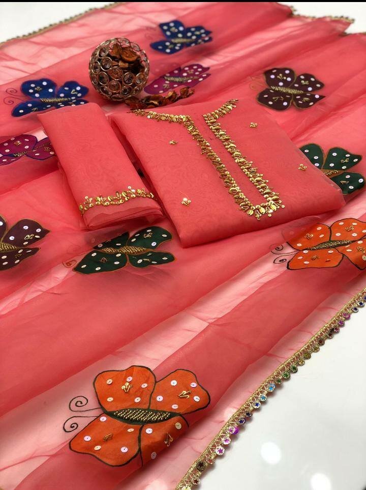 Eid collection women unstitched organza suit