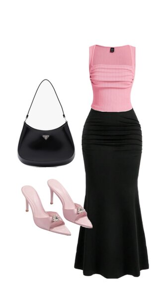 Ensemble chic jupe et haut rose