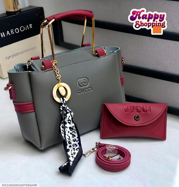Girl's Rexine Plain Hand Bag Set