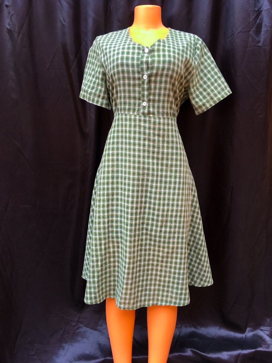 Green check dress