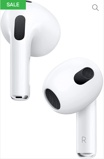 Air-Pods (3rd Generation) Wireless Earbuds with Lightning Charging Case. Spatial Audio, Sweat and Water Resistant, Up to 30 Hours of Battery Life. Bluetooth Headphones for iPhone