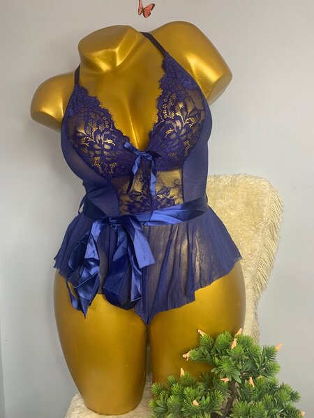 Body Dentelle Bleu Séduisant