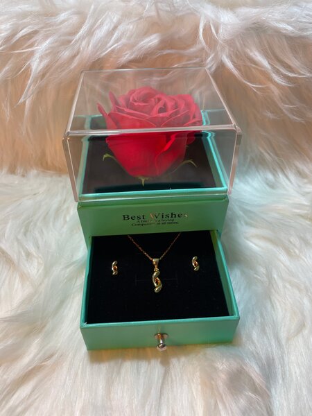 Coffret Bijoux Coeur et Rose