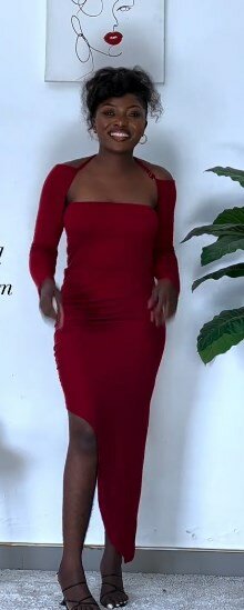 Maxi dress, burgundy, asymmetrical