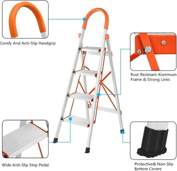 5 steps Stainless steel ladder