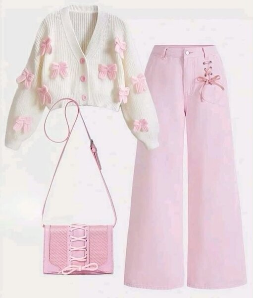 Ensemble Cardigan et Pantalon Rose