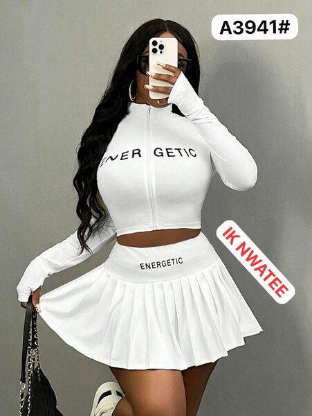 Set de Jupe Plissée et Crop Top