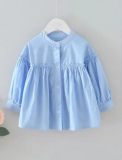 Toddler Girls Frill Trim Button Front Blouse ( Fabric Lawn) ( Size 03 Month To 16 Yrs)