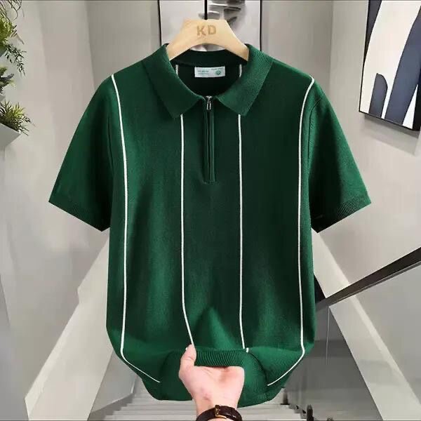 Polo à Rayures Vertes Homme