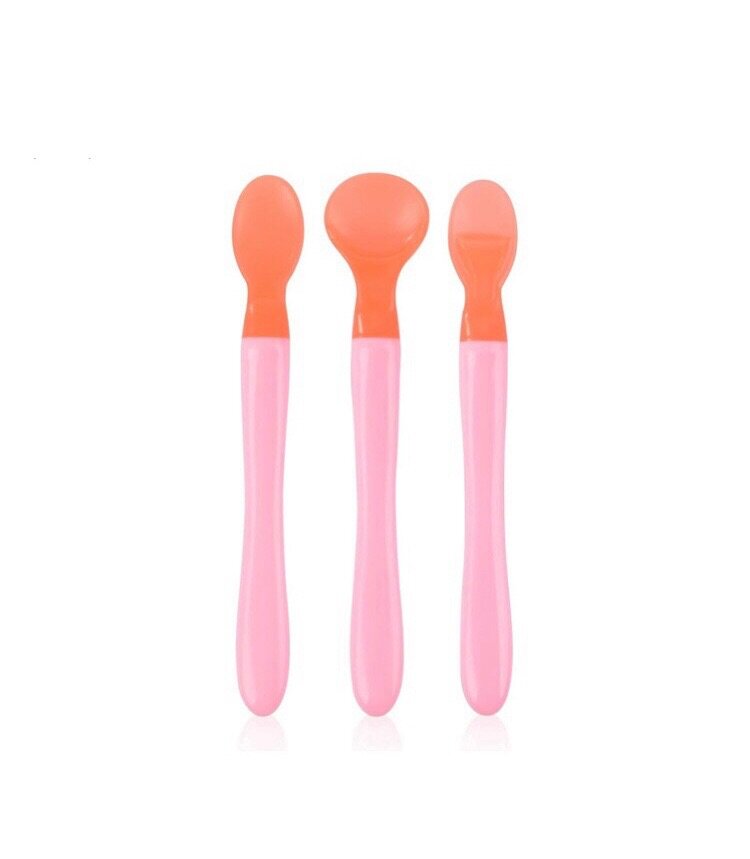 3 pack multistage silicone infant spoon - blue/pink colors