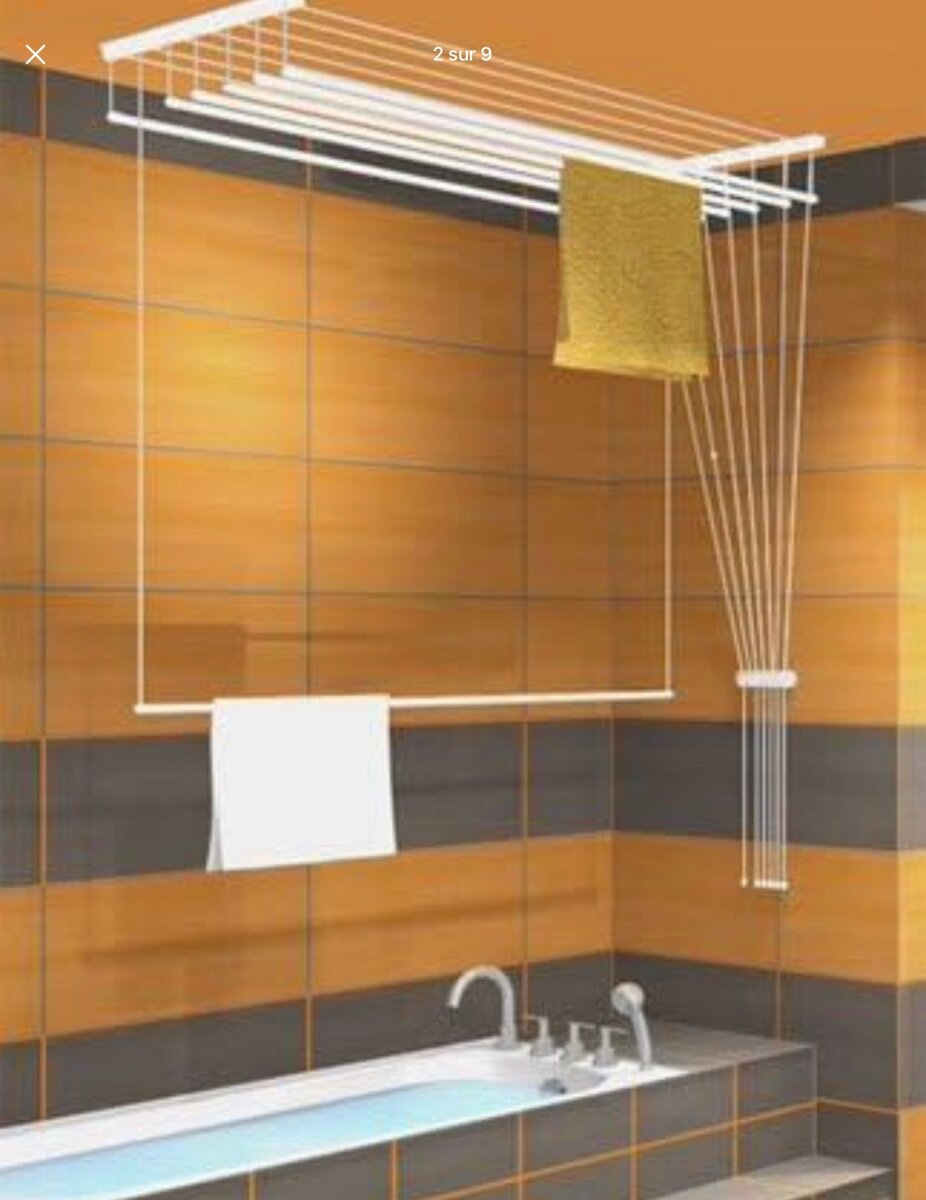 étendoir à Linge Suspendu au Plafond 7 Barres (Largeur 59 cm