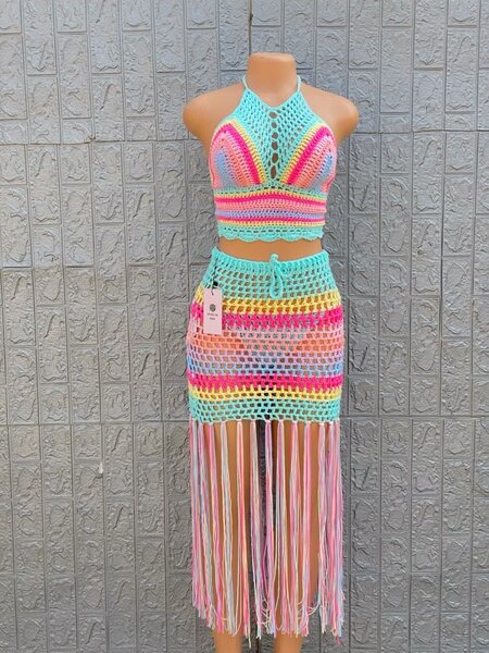 Ensemble crochet coloré femme