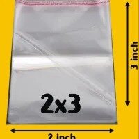Bundle of 100 (3 x 4 Inch) Clear Resealable Cellophane/BOPP/Poly Transparent Plastic Bags For Storage Self Adhesive Polythene Peel + Seal Bags For Packing