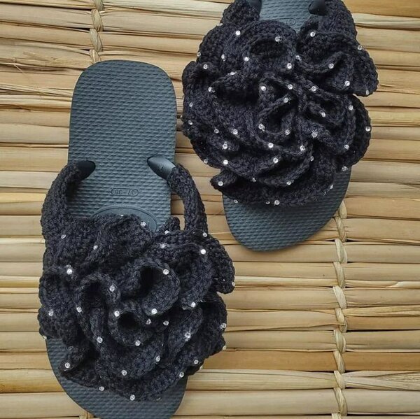 Chaussons en tricot à fleurs