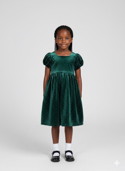 Robe verte en velours scintillante