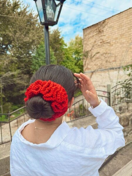 Chouchou en tricot coloré