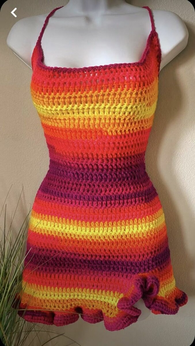 Robe crochetée multicolore été