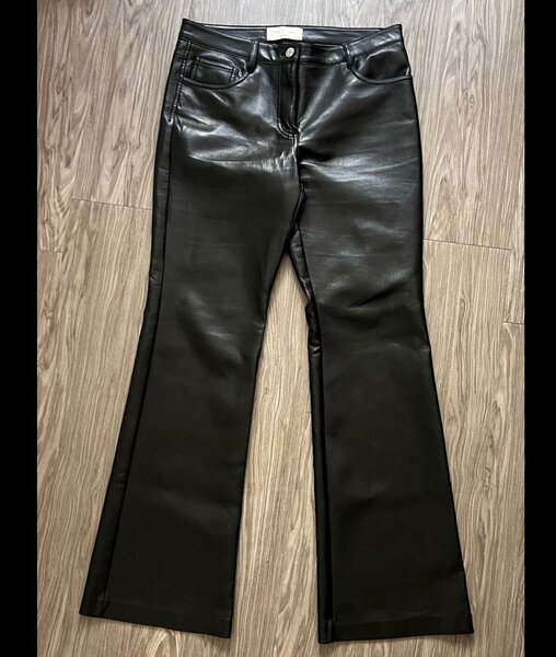 Pantalon évasé en cuir femme