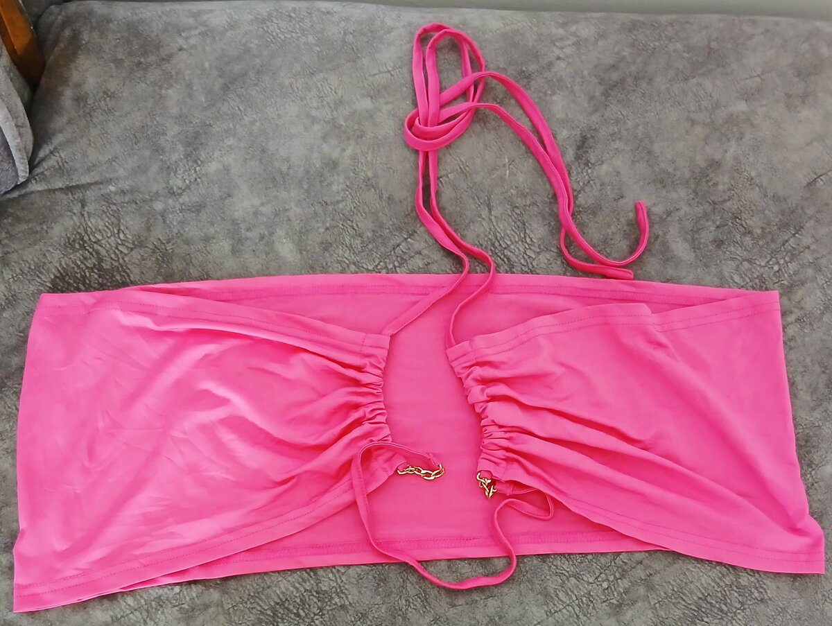 Bikini bandeau rose chic
