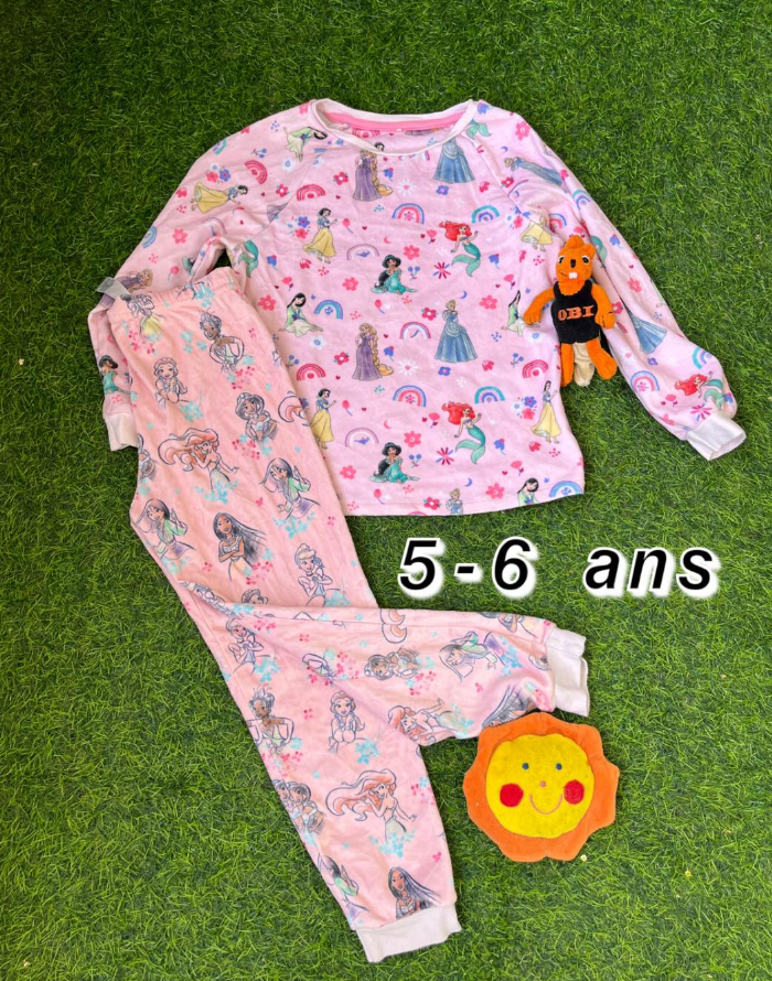 Pyjama chaud enfant "Disney Princess rose" 5-6 ans