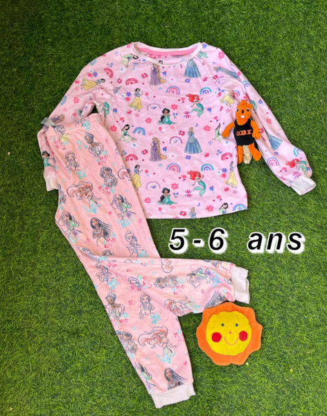 Pyjama chaud enfant "Disney Princess rose" 5-6 ans