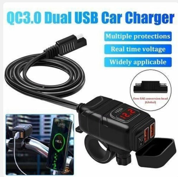 Chargeur USB QC3.0 pour moto