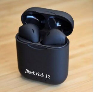 TWS i12 black Airpods_ with Super Sound & High Quality Touch Sensors True Stereo Headphones with Built in Mic 10m Transmission Bluetooth Wireless Earbuds , Charging Case Sport Headset for all Bluetooth Smart devices