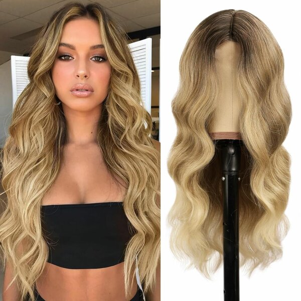 Perruque Ondulée Longue en Dentelle