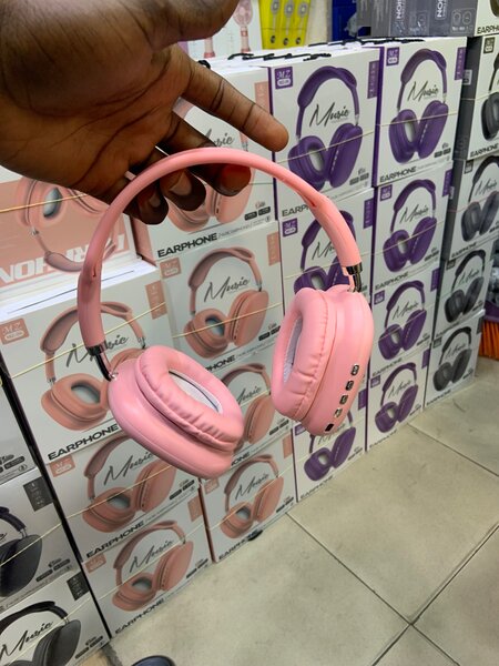 Pink stereo headphones