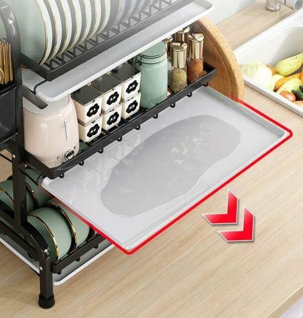 3 Layer Kitchen Tableware,Drain Rack, Stand, & Bowls Dishes.