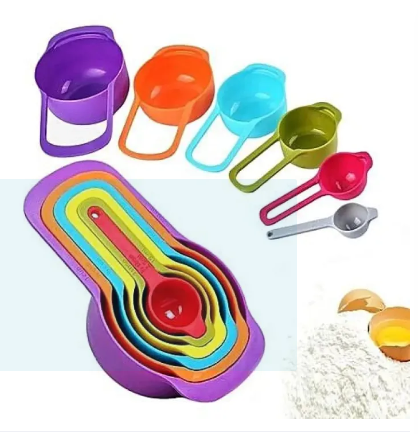 Plastic Multi Color Measuring Cup Pack Of 6 Measuring Spoon Set