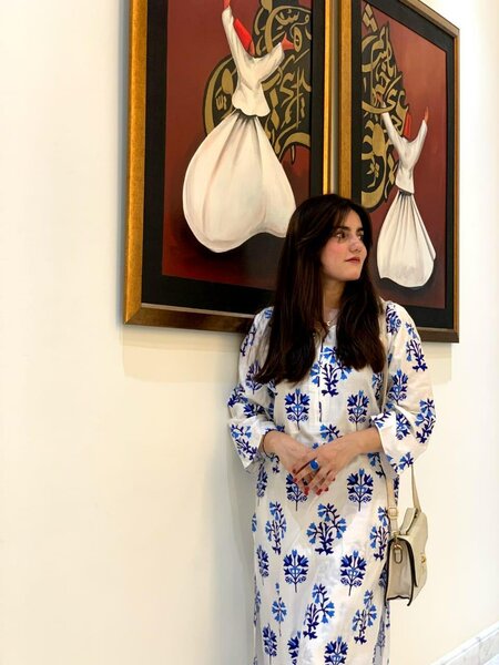 2 pcs woman stitch suit linen printed