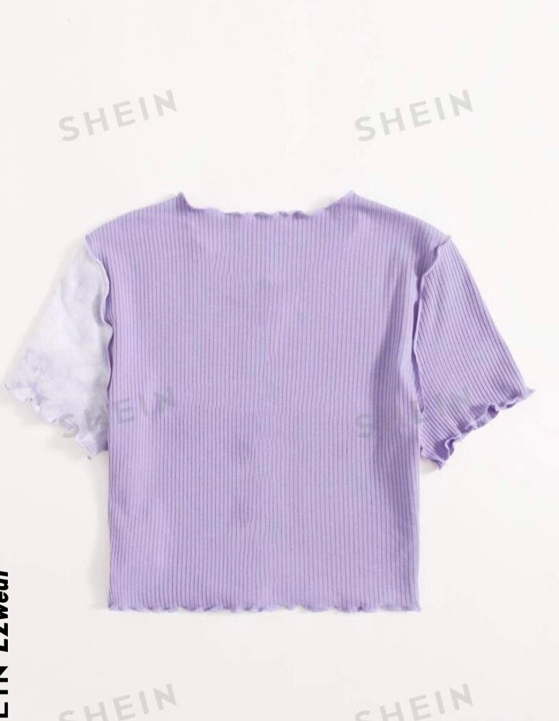 Tie Dye Panel Seam Front Crop Tee