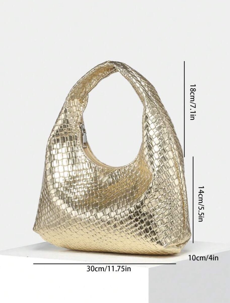 Gold vintage braided faux leather bag