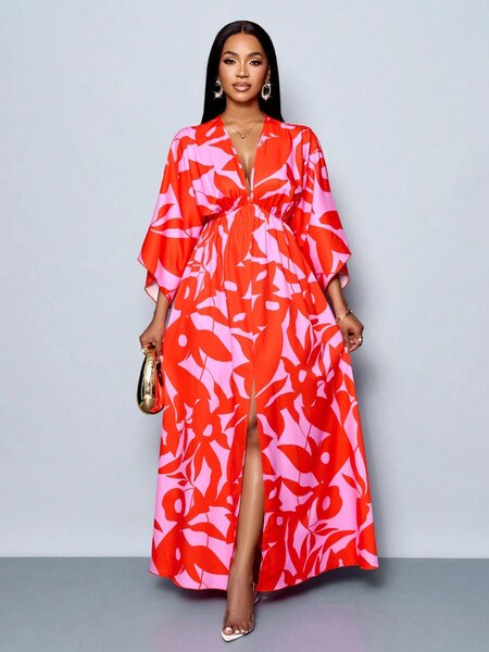 Robe Maxi Évasée Floral