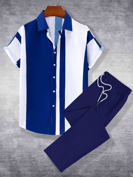 Ensemble chemise et pantalon bleu