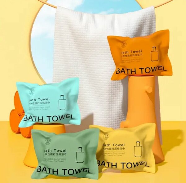 Serviette de bain compressé