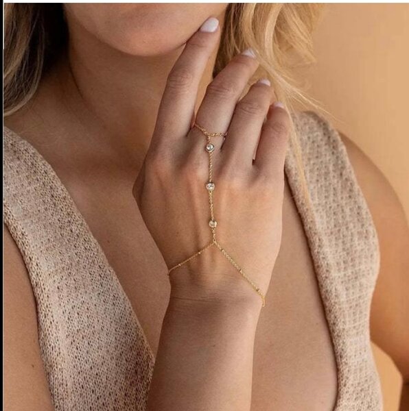 Bracelet bague doré élégant