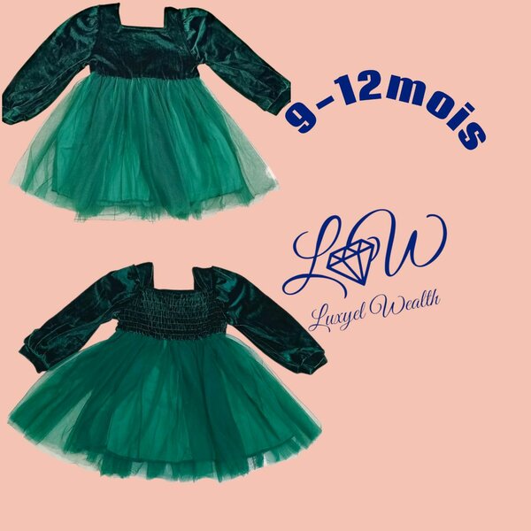 Robe bébé velours vert