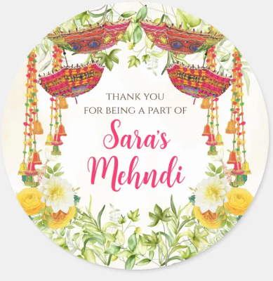 100 Pcs Modern Wedding Mehndi Favor stickers